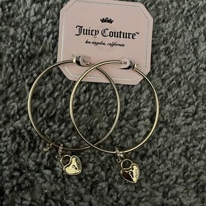 Gold juicy couture hoops with little hearts